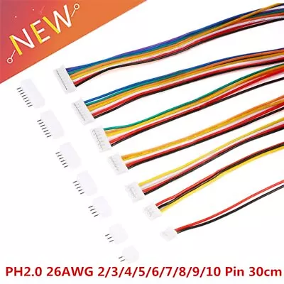 20PCS Micro Mini JST 2.0 PH Connector Male Female 2/3/4/5/6/7/8/9/10-Pin Plug • $4.87