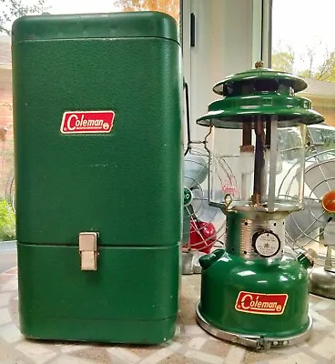 Vintage 1972 Coleman 220F  Lantern /Parts Safe/ Metal Guillotine Case • $249.99