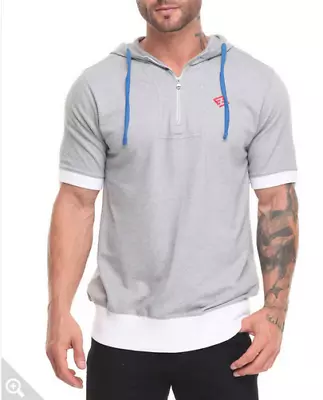 Enyce By Sean Coombs Grey Light Blue And White Short Sleeved Hoodie Size Medium  • $19.99