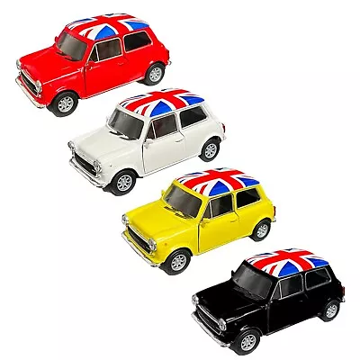 Mini Cooper Car Model With Union Jack Top Pullback And Go Open Doors Toy • £10.99