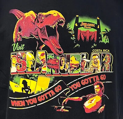 Qwertee Mens T Shirt Jurassic Park  Visit Isla Nublar  Large Black Gildan L 1C • £13.50