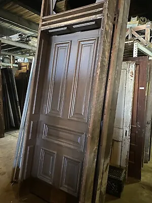 Vintage Oak Door In Jamb With Transom. Antique Door 90 -95  • $1235.60