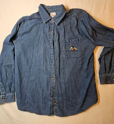 Disney Store Jean Mickey Mouse Since 1928 Long Sleeve Men's XL Button Up Shirt • $15