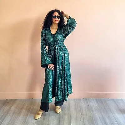 Sequin Kimono Moroccan Kaftan Handmade Maxi Kimono Resortwear Wowen Dress • $120