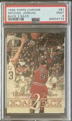 1996 Topps Chrome Michael Jordan Back 2 Back Insert Card #b1 *graded Psa Mint 9! • $49.99