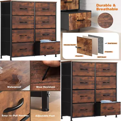 Drawer Dresser Chest Wood Top Storage Vintage Tower Cabinet Steel Frame Closet • $71.86