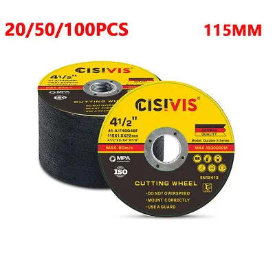 115mm ULTRA THIN 1mm METAL CUTTING BLADE DISC STEEL & STAINLESS ANGLE 20/50/100X • £20.99