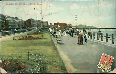 £3.50 • Buy Herne Bay Tower Gardens 1908 Postmark Milton Glazette Woolstone Bros 4170
