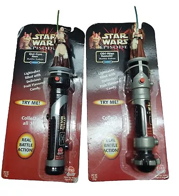 Set Of 2 NEW Star Wars Episode I Obi-Wan Kenobi Qui-Gon Jinn Battle Saber Candy • $59.82