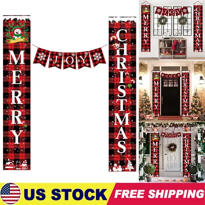 72  Merry Christmas Banner Snowflake Porch Sign Xmas Door Wall Hanging Decor US • $13.29