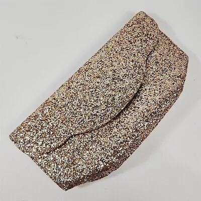 Vintage Lennox Champagne Silver Glitter Clutch Purse Evening Bag • $39.95