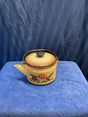 Vintage 70’s Sears Roebuck Merry Mushroom Enamel Tea Kettle Stovetop Teapot   R8 • $59.99