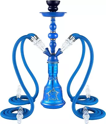 Hookah 4 Hose - 22  Shisha Set + Glass Vase Ceramic Bowl & Coal Tongs Ashtray • $55