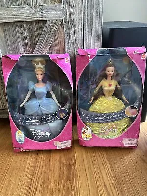 $29.99 • Buy Lot Of 2 Vtg Disney Dazzling Princess Barbie Cinderella, Belle, Boxes Damage