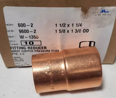 Nibco Copper Reducing Coupling Fitting 1-1/2  X 1-1/4  NEW 10pcs/box • $19.99