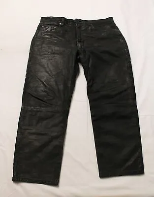 John Devin Classics Men's Leather Biker Jeans EJ1 Black Size 34W X 32L • $56.99