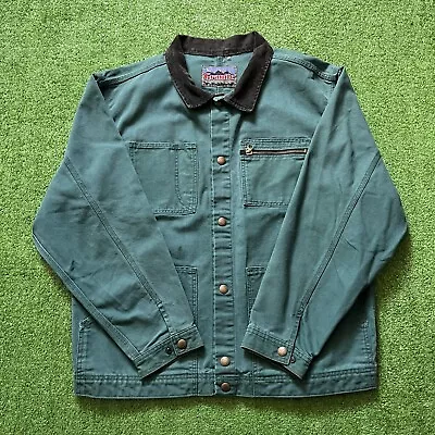 Vintage 90’s Granite Workwear Green Corduroy Collar Button-Up Jacket Large • $60