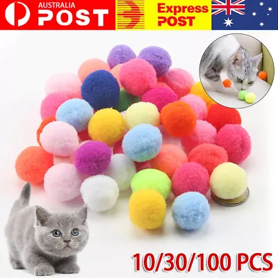 Cute Funny Stretch Plush Ball Cat Toy Ball Colorful Interactive Cat Pom Chew Toy • $13.99