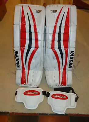 Vaughn Velocity V7 Intermediate Goalie Leg Pads 28 +2 - White/Red/Black • $189.99