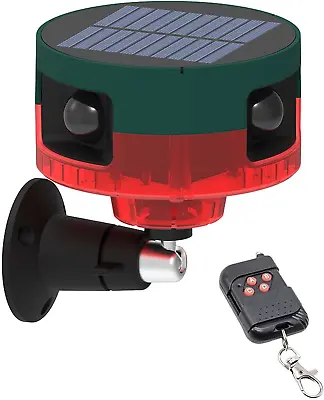 LAFEINA Solar Sound & Strobe Light Alarm 360° Motion Detector Record 20S • $56.89