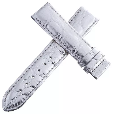 Authentic Van Der Bauwede 18x17mm Silver Tone Alligator Leather Watch Band NEW • $125