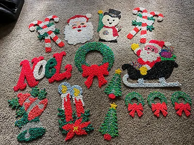 Vintage Lot Of 14 Christmas Popcorn Plastic Santa Wreath Candy Canes Snowman • $199.99