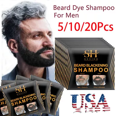 Natural Beard Hair Color Dye Shampoo 5 Min Beard Blackening Moustache Shampoo US • $11.65