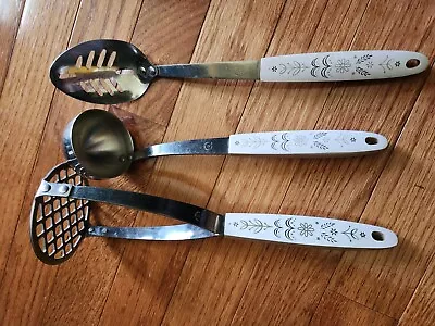 VTG Flint Harvest Wheat Arrowhead Stainless Steel Serving Set  3 Pc Utensil Lot • $17