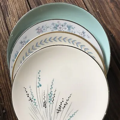 Vintage Mismatched China Dessert Plates Blue Florals Set Of 4 Wedding Boho • $18