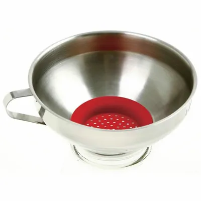 Norpro Stainless Steel Wide Mouth Funnel With Silicone Strainer • $13.73