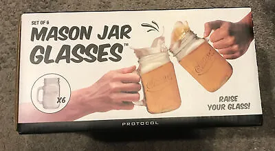 Protocol Mason Jar Glasses With Handles  Set Of 6 - 16 Oz • $20