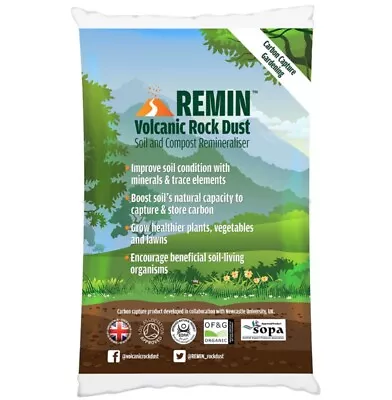 Remin Rock Dust Garden Minerals Organic Fertiliser 20 KG Bag (PLUS 2kg For FREE) • £14