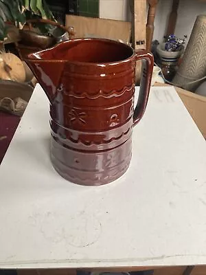 Marcrest  Daisy & Dot Oven-Proof Stoneware Pitcher 8  Brown Drip Vintage • $25