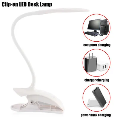 £10.89 • Buy USB Clip On Desk Lamp Flexible Clamp Reading Light LED Bed Table Bedside Night