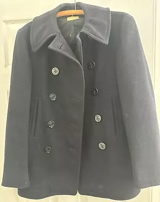 US Navy Pea Coat Black Wool Double Buttons Men's Size 38. Great Condition. • $99.99