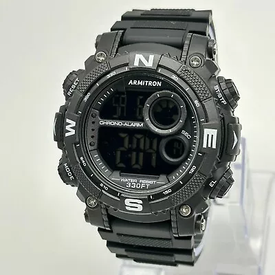 Men's ARMITRON Black Digital Reverse LCD Pro Sport Watch 54mm Alarm 40/8284 B • $15.99