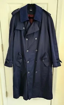 Stafford Mens Size 38 Regular Navy Trench Coat Overcoat Removable Liner No Belt. • $45.90