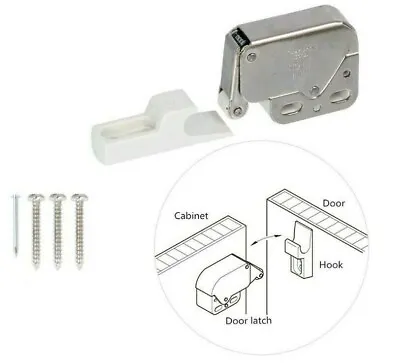 Mini Touch Catch Latch Cabinets Caravan Motorhome Cupboard Doors With Screws • £4.40