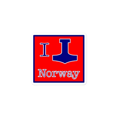 I Love Norway Mjolnir Bubble-free Stickers Thor's Hammer Viking Norse Asatru • $9