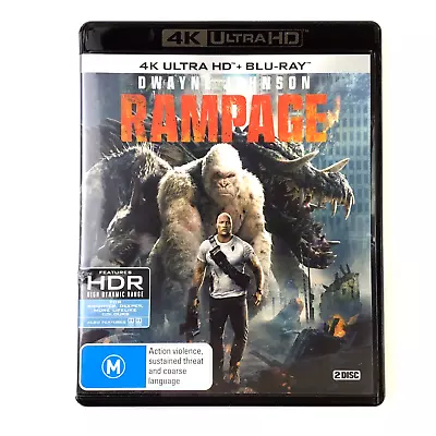 Rampage 2018 4K UHD Blu Ray Action Adventure Sci Fi Dwayne Johnson Reg B • $13.95