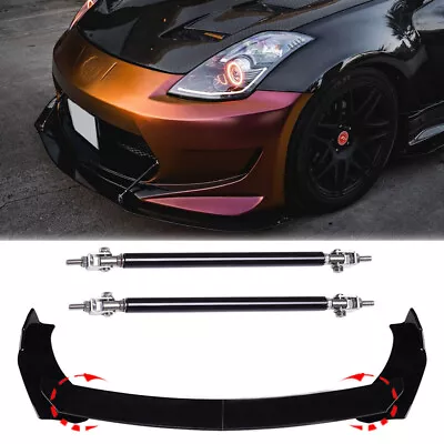 Front Bumper Lip Spoiler Splitter Body Kit + Strut Rods For Nissan 350Z 370Z • $95.11