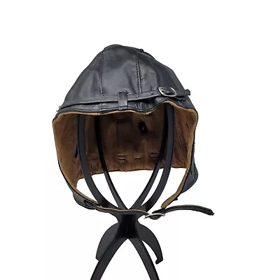 Avaitor Black Leather Cap Motorcycle Helmet S WWII Steampunk Mad Max Cosplay • $65