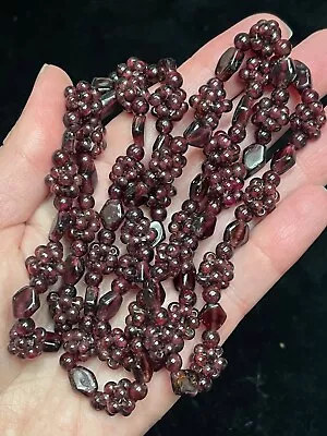 Vintage Bohemian Garnet Beaded Cluster Necklace Jewelry • $15