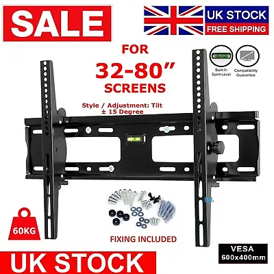 Tv Wall Bracket Mount Tilt For 32 36 40 50 55 60 70 Up To 80 Inch Universal Fit • £14.95