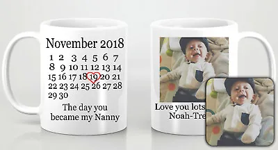 Personalised Day You Became Photo Mug Or Coaster Or Set Mum Nanny Nana Dad Xmas • £5.99