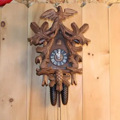 Large 8 Day German Black Forest Cuckoo Clock ~ Unusually Carved ~ Runs Good ~ • $575