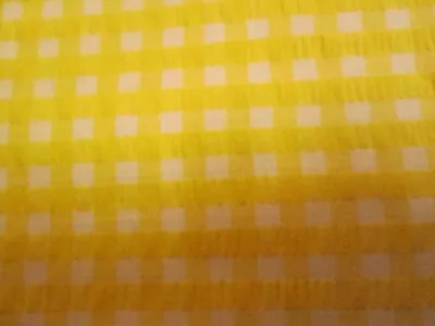 Vintage Cotton Yellow Gingham Seersucker Fabric 62  By 44  • $16.99