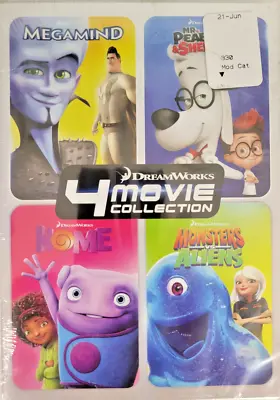 NEW 4 Movie Collection Megamind Monster Vs Aliens Home Mr Peabody Vs Sherman DVD • $8.69