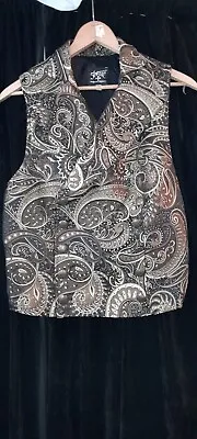Victorian Steampunk Vampire Goth SHRINE Hollywood Brocade Waist Vest Gold S Rare • $75.10