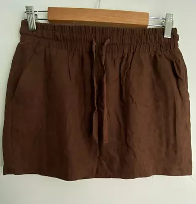 Supre Skirt Womens Size 10 Brown Drawstring Elastic Waist Mini Pockets Flowy • $19.30